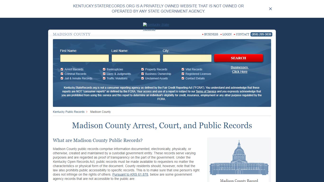 Madison County Arrest, Court, and Public Records