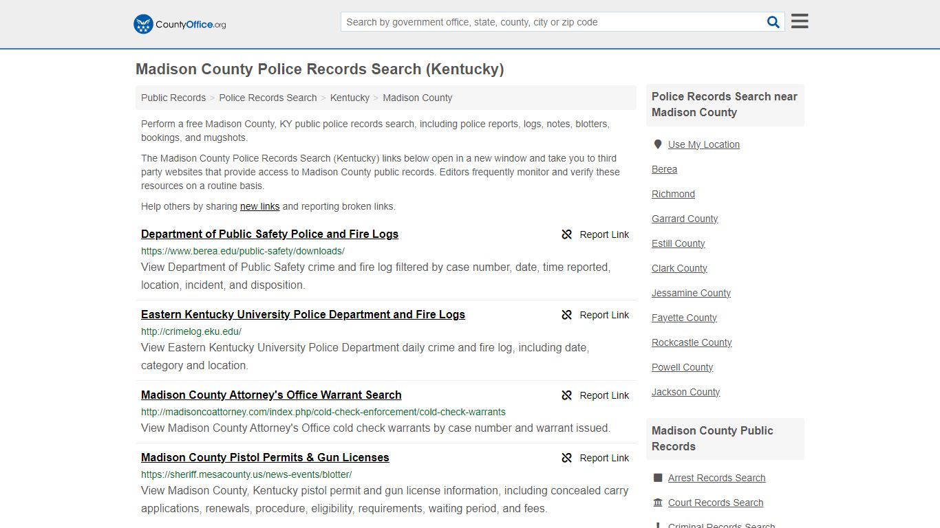 Police Records Search - Madison County, KY (Accidents & Arrest Records)