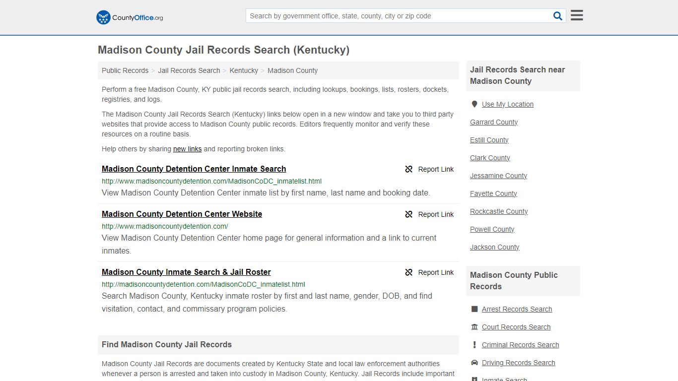 Jail Records Search - Madison County, KY (Jail Rosters & Records)